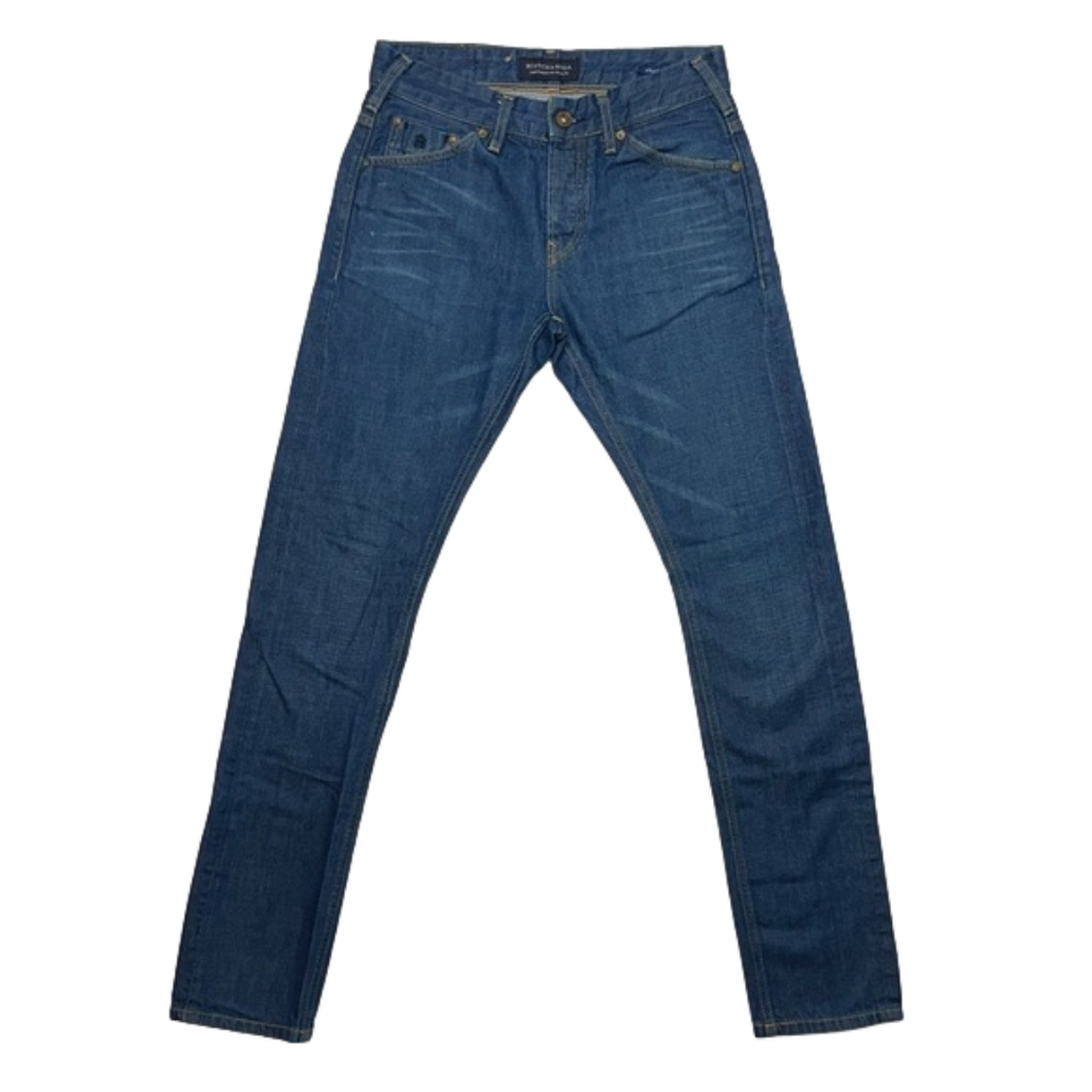 Scotch & Soda Jeans Amsterdams Blauw, Phaidon, Buttonfly, Chemistry Table Pocket